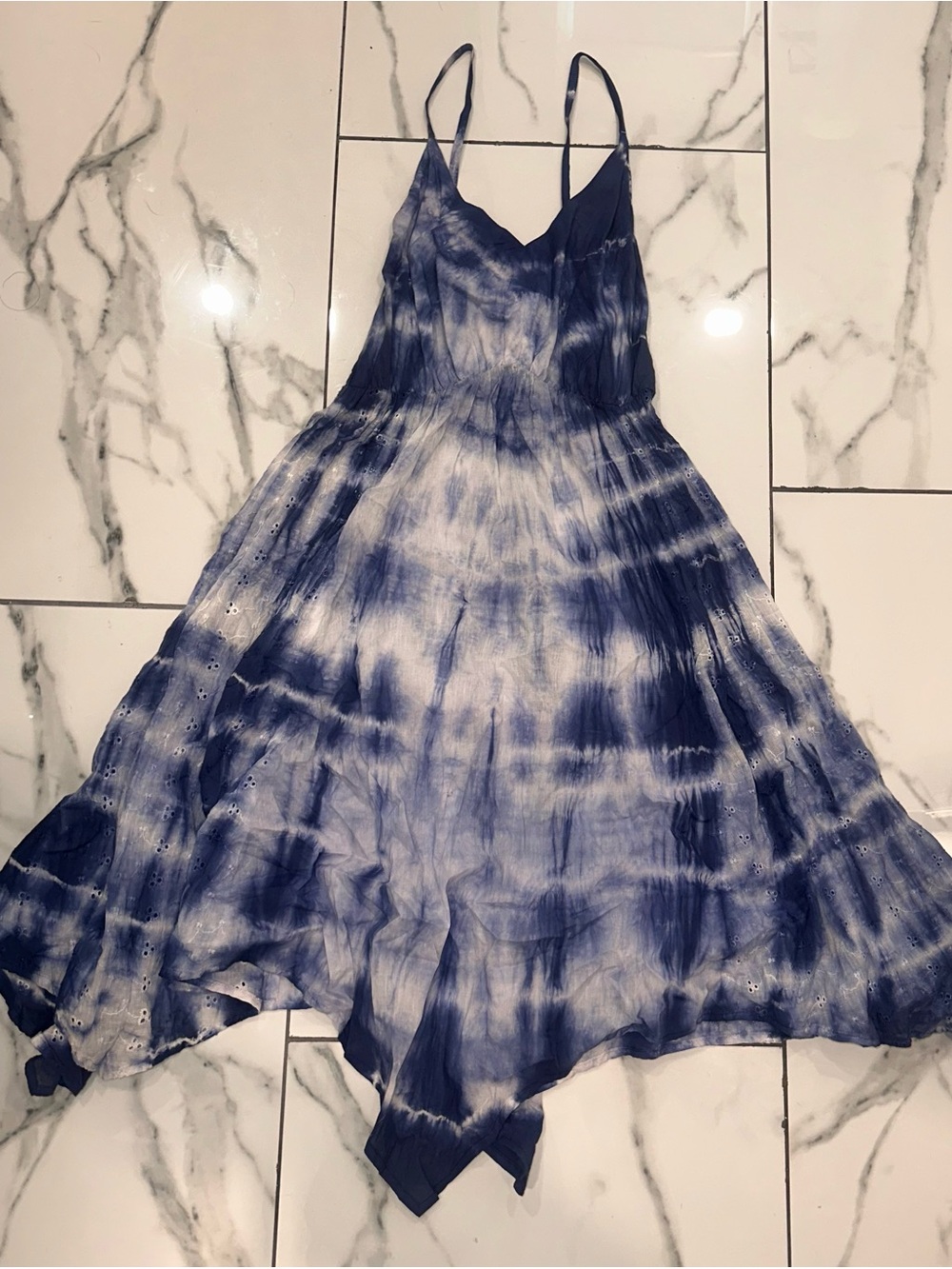 J.O.A. Girls Navy and White Tie-Dye Spaghetti Strap Dress